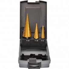 Makita D-46573 Набор ступенчатых сверл HSS-TiN c прямым желобком 3 шт., 1/4" (4-12, 4-20, 4-32)